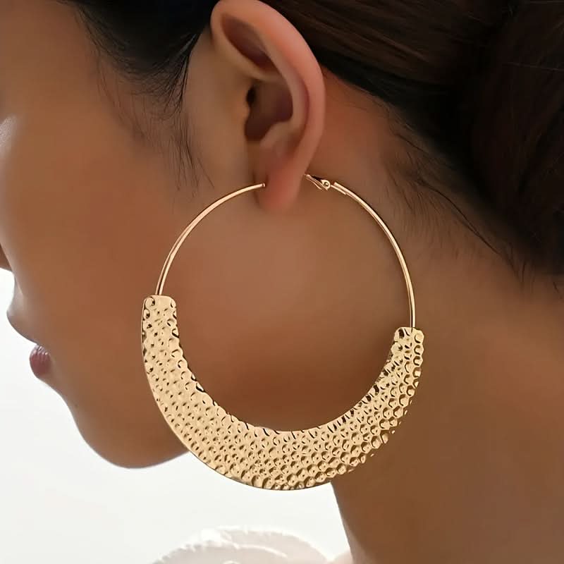 Textured Gold-Plated Hoop Earrings