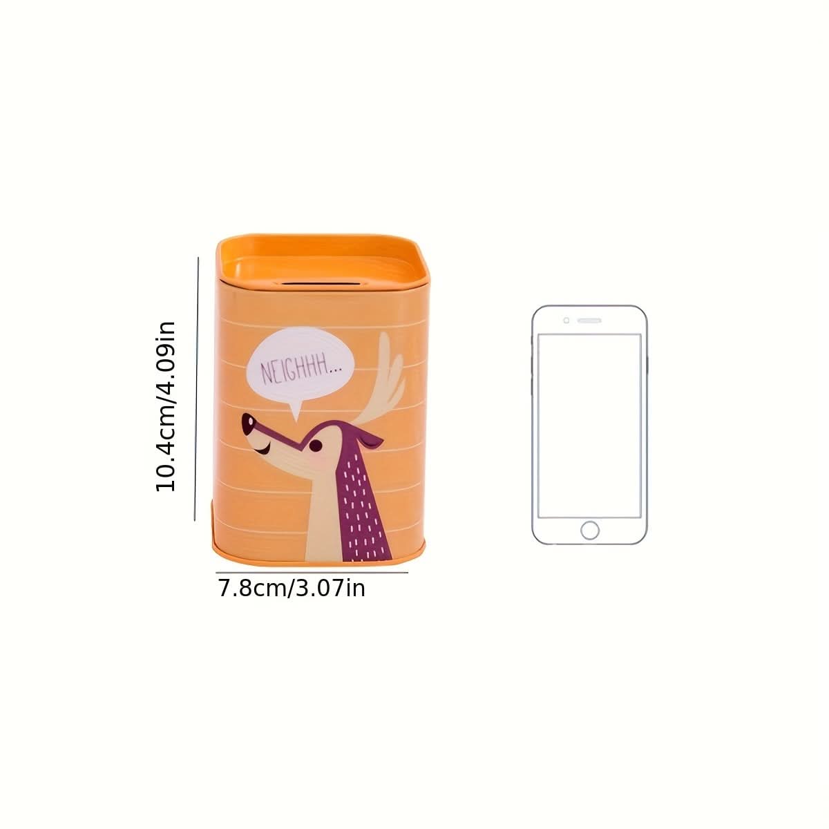 Cartoon Animal Square Iron Penny Bank – British Style Coin Storage for Baby Gifts
