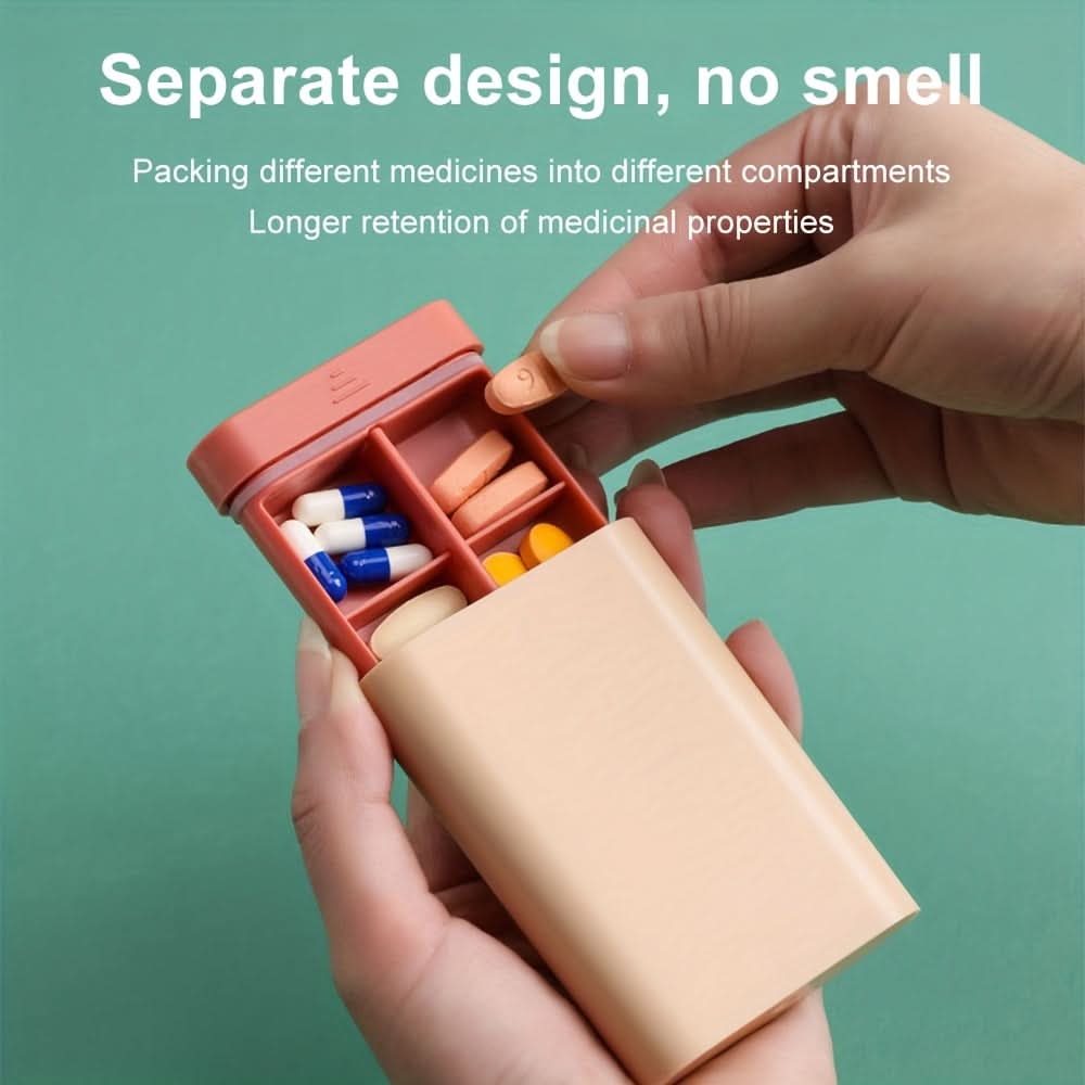 4-Pack Travel Pill Organizer – Portable 6-Grid Pill Box