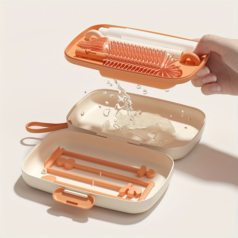 Silicone Bottle & Pacifier Brush Set with Storage Box