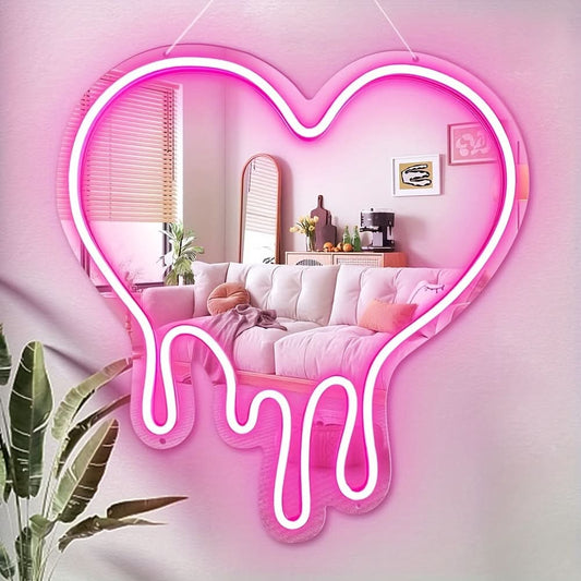 Pink Heart Neon LED Sign - USB Powered, Wall-Mounted Decor for Girls