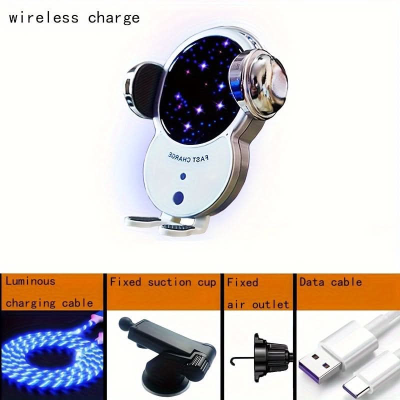 15W Fast Wireless Car Charger with Auto Clamping