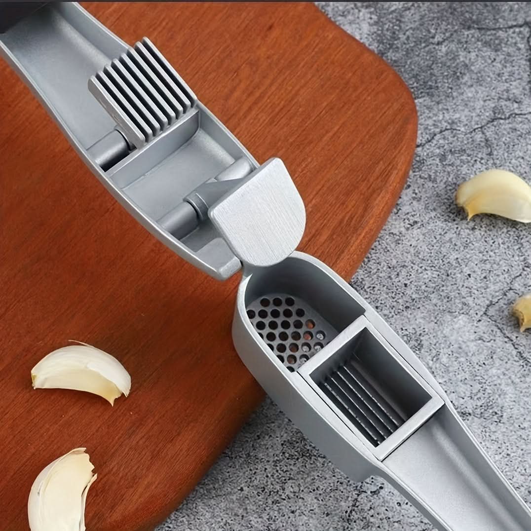 Multifunctional Aluminum Alloy Garlic Press – Slices & Mins Garlic, Easy-to-Use