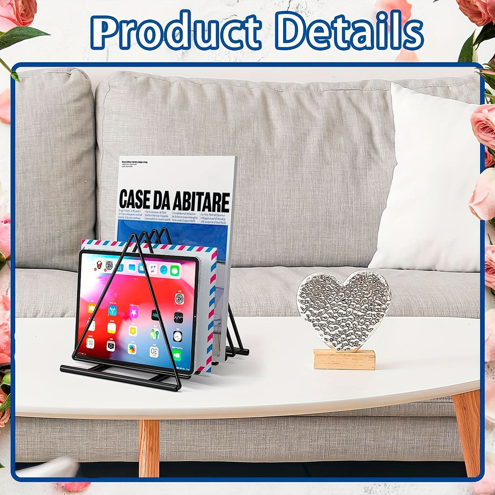 7-Section Metal Triangle File Organizer, Desktop Document Holder