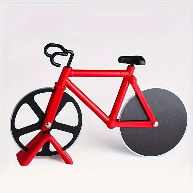 Bicycle-Shaped Pizza Cutter with Dual Stainless Steel Wheels