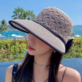 Women's Foldable Straw Sun Hat with Bowknot – UV Protection Summer Cap