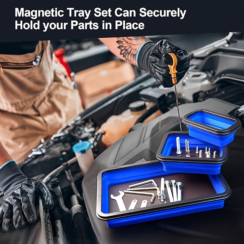 3-Piece Magnetic Silicone Tray Set for Tools