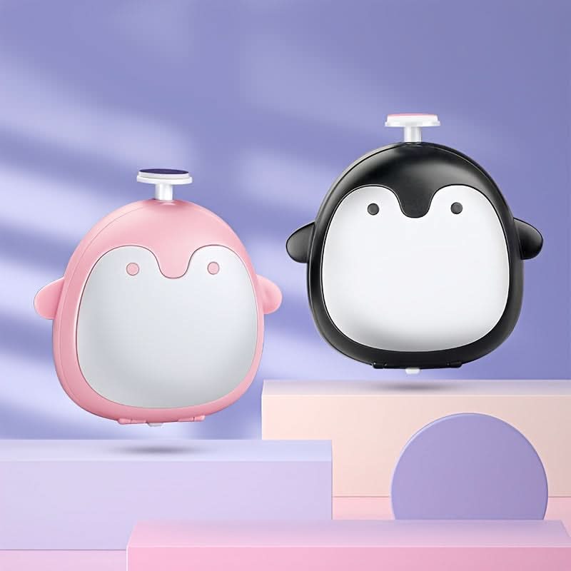 Electric Nail Grinder for Babies, Cartoon Penguin Design, 8 Grinding Heads