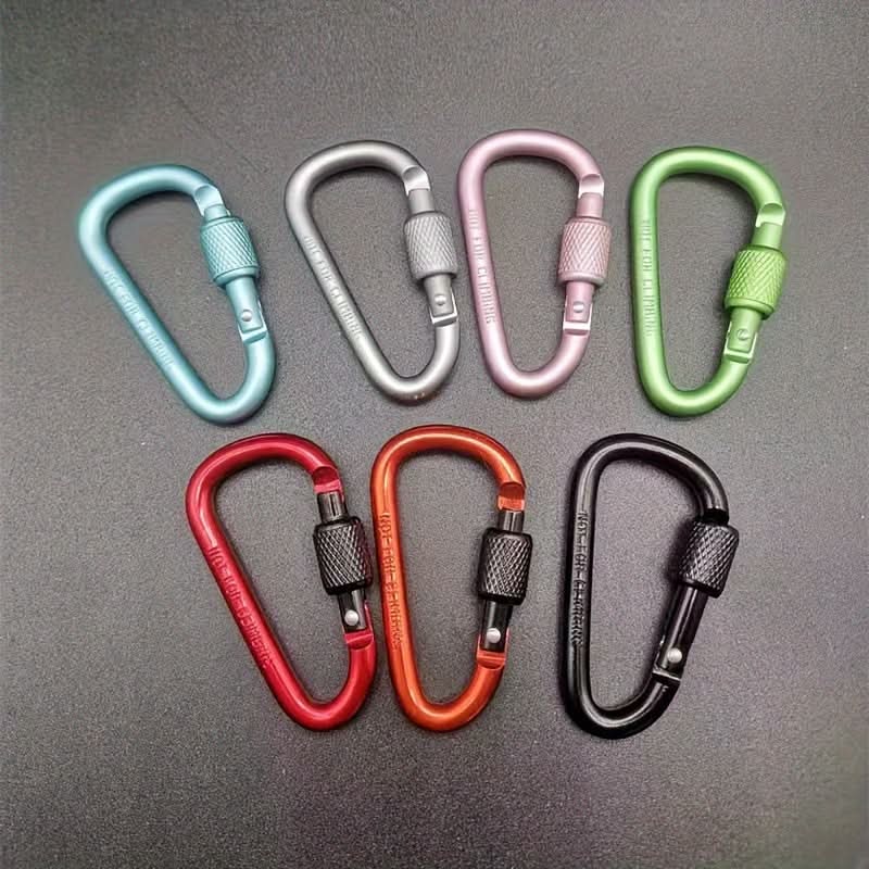5-Pack Aluminum Carabiner Keychains with Lock