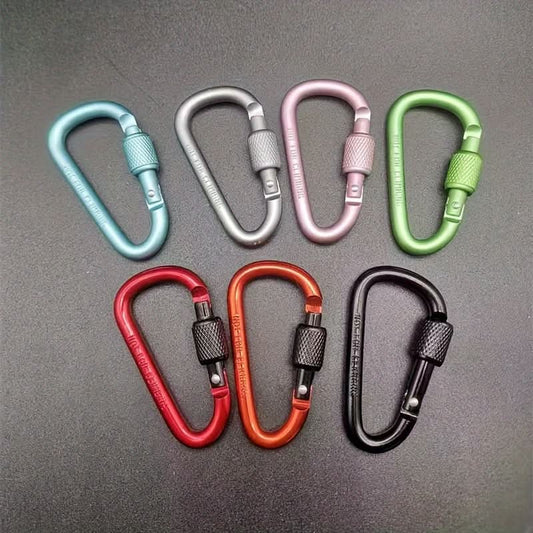 5-Pack Aluminum Carabiner Keychains with Lock