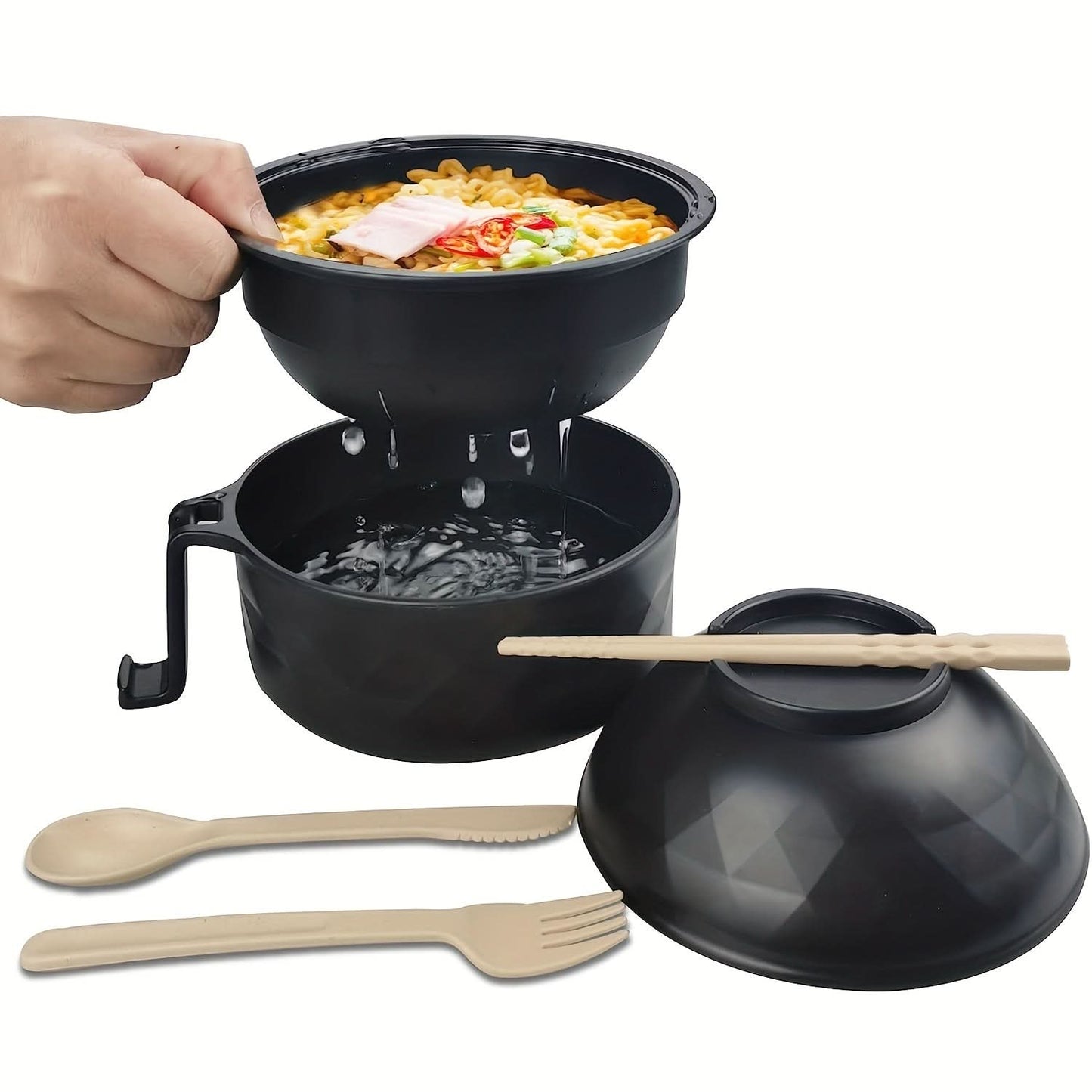 Microwave Ramen Bowl Set – Instant Noodles Cooker with Chopsticks