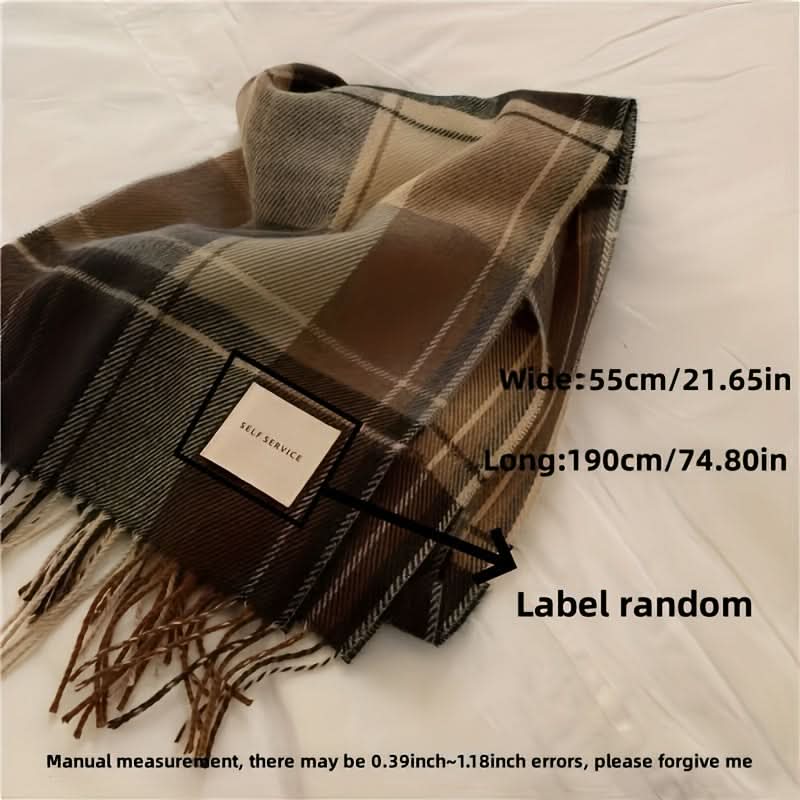 Warm Tassel Scarf – Luxurious Retro Checkered Knit