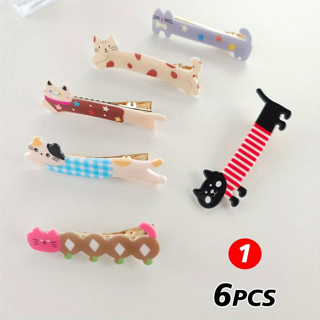 6pcs Animal Shaped Hair Clips Set for Women
