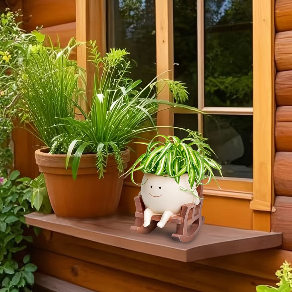 Smiling Face Resin Planter Pot – Rocking Chair Flowerpot