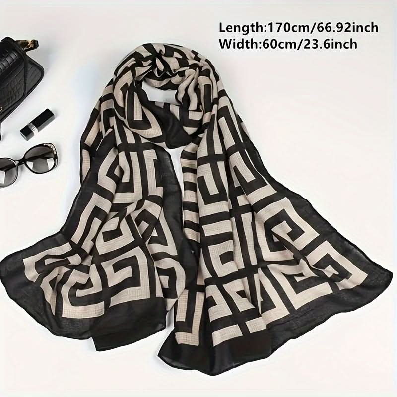 Boho Geometric Scarf – Warm, Windproof Shawl for Women