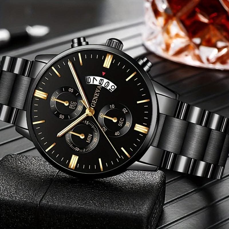 Fashion Men's Casual Quartz Watch – Calendar Feature, Stainless Steel