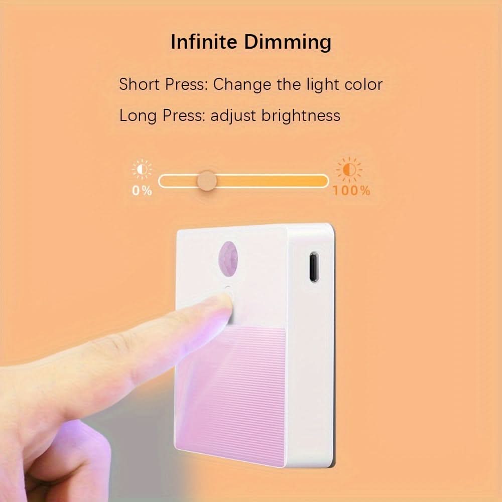 RGB Motion Sensor Night Light - USB Rechargeable LED Wall Lamp