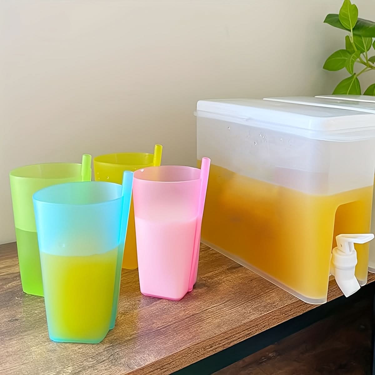 4-Pack Summer Straw Cups with Lids – 360ml Portable Juice & Water Tumblers