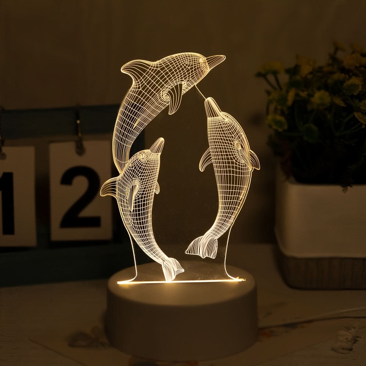 Vibrant USB Dolphin Night Light - Glowing Ocean Animal Lamp