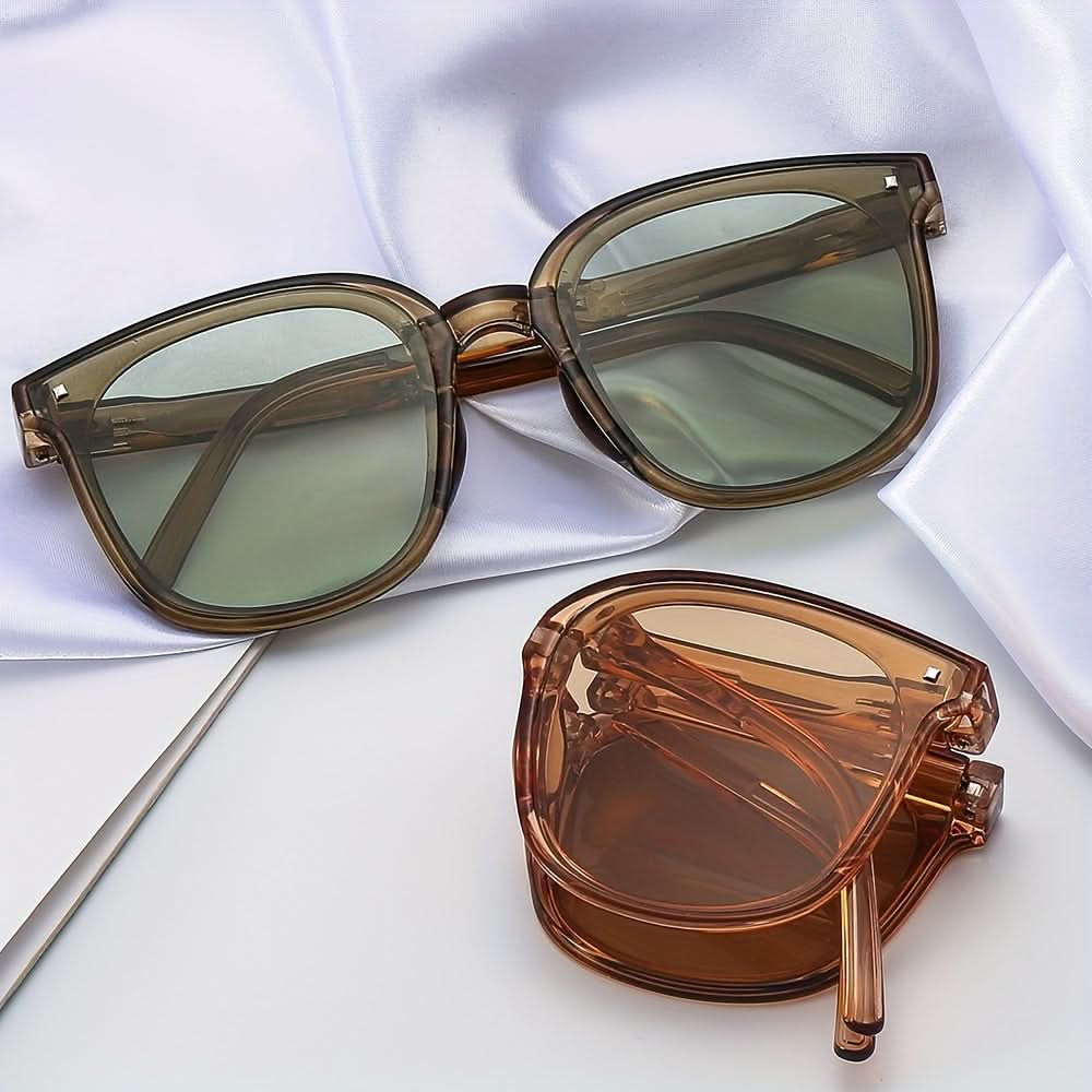 Fashionable Rivet Decor Polarized Square Glasses – Stylish & Portable