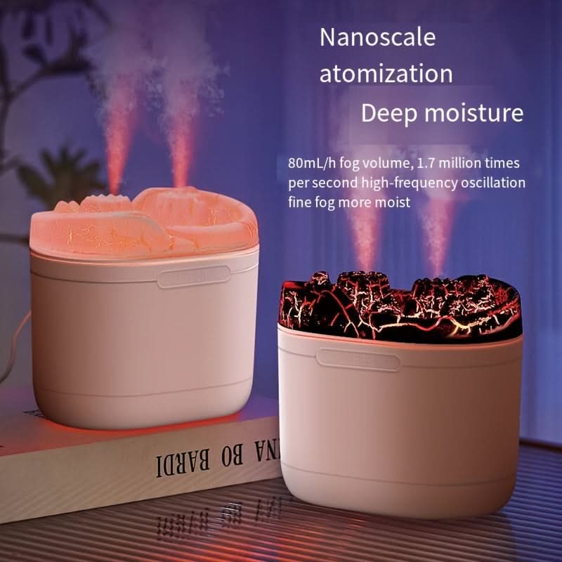 Volcano USB Humidifier & Aromatherapy Diffuser – LED Nightlight, Double Spray
