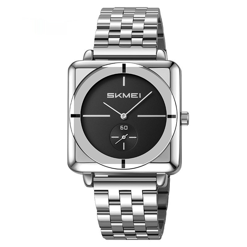 Skmei 2413 Square Steel Band Stylish Standalone Seconds Quartz Watch For Men