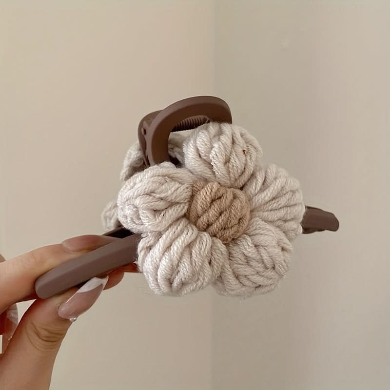 2PCS Large Knitted Floral Hair Claw Clips – Strong Grip for Thick or Thin Hair