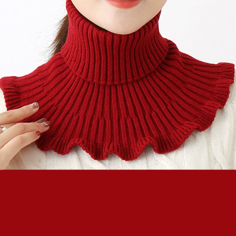 Winter Women's Coldproof Knitted Neck Scarf – Red Fake Collar