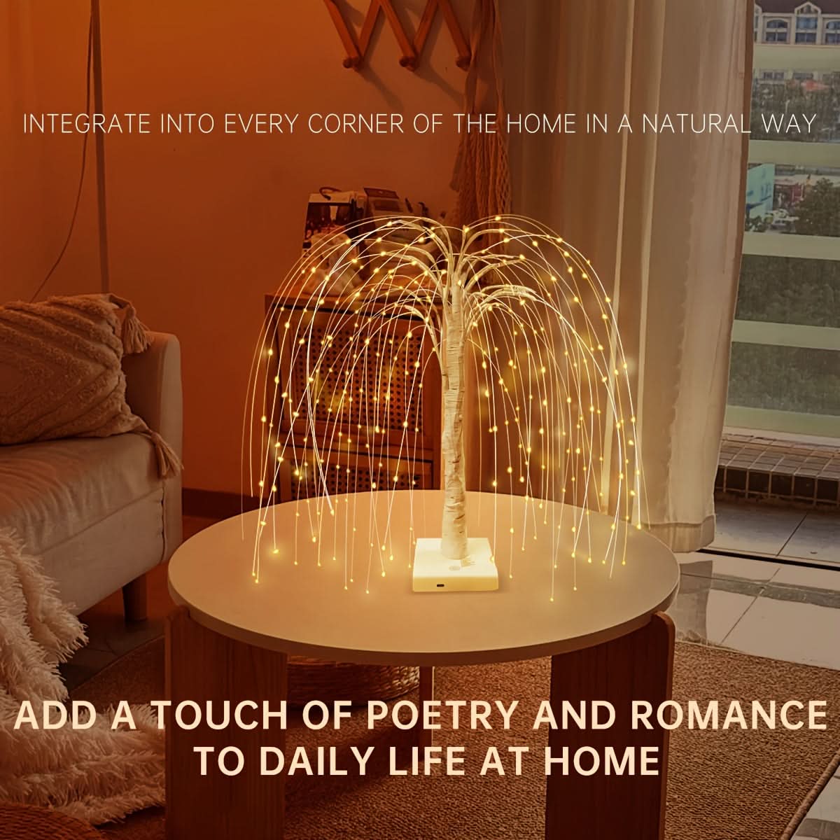 Willow Tree LED Night Light – 8 Modes, USB Powered, Touch Control