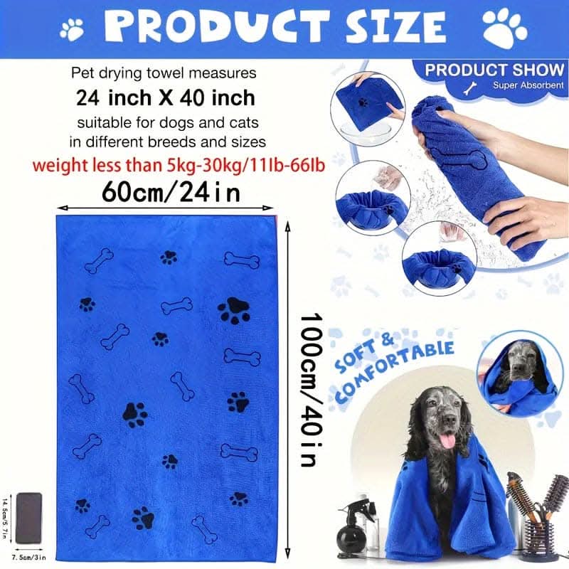 Microfiber Pet Towel Set for Dogs & Cats