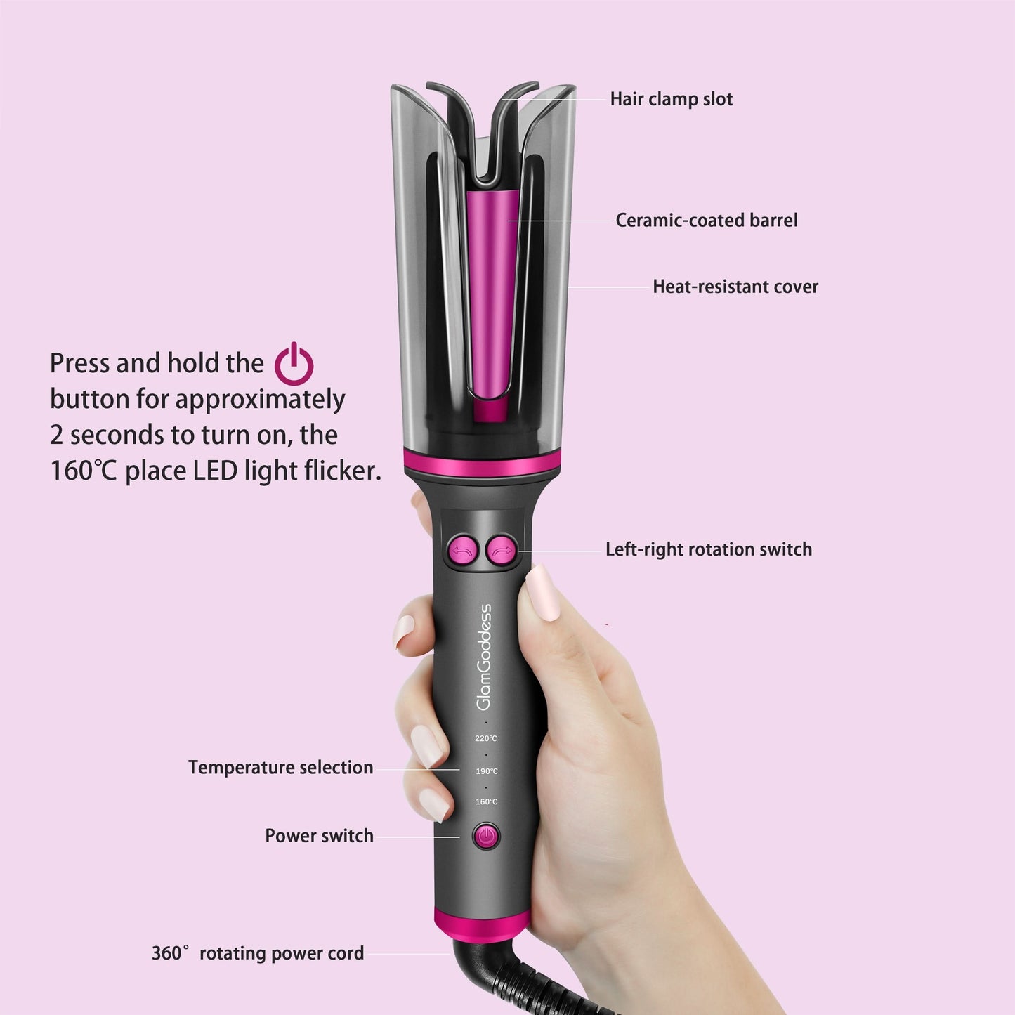 Automatic Curling Iron - Rotating Hair Curler with Anti-Tangle