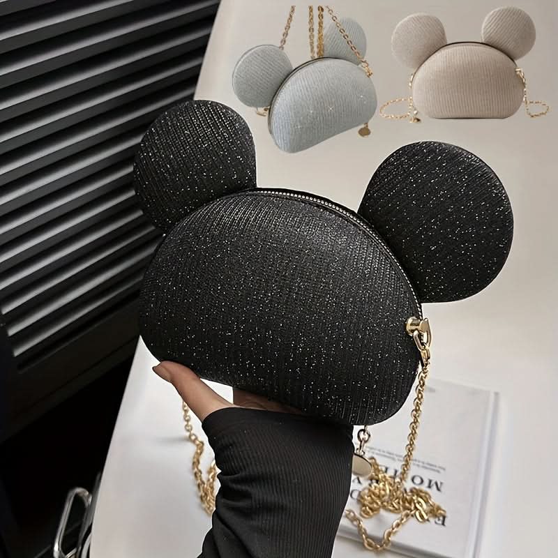 Black Glitter Crossbody Bag with Zipper Closure