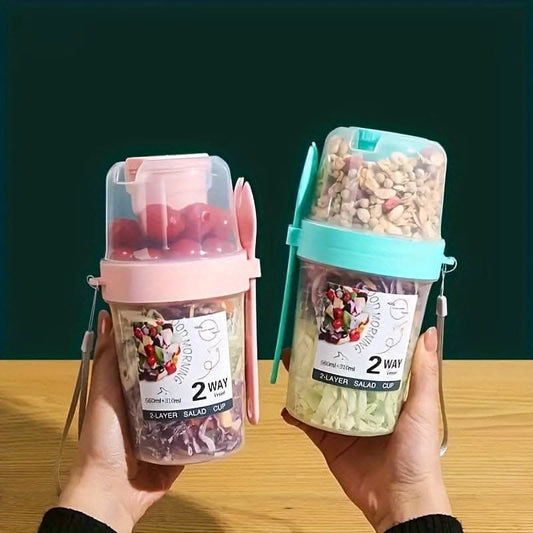 Salad Cup with Fork & Dressing Holder - Portable Salad Container