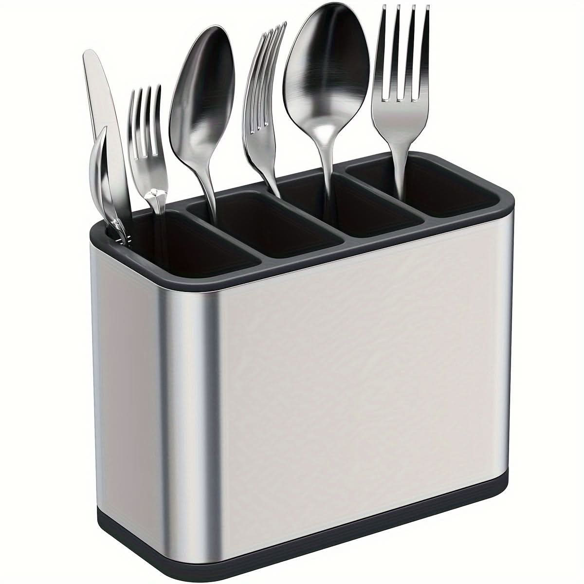 4-Compartment Stainless Steel Utensil Organizer