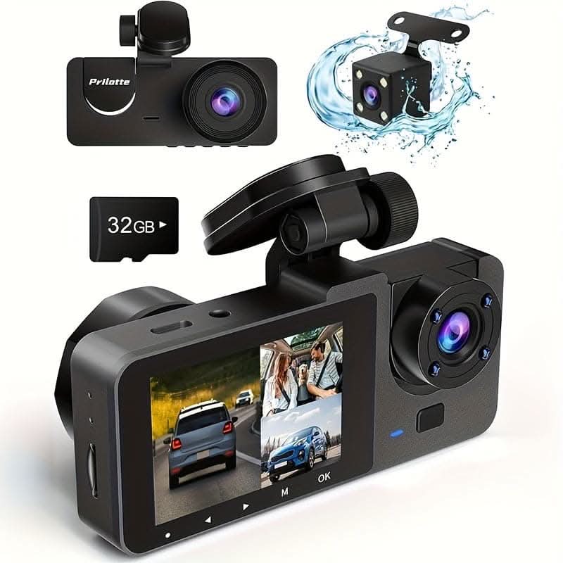 1080P  UHD Dash Cam with Front & Rear Coverage, Night Vision