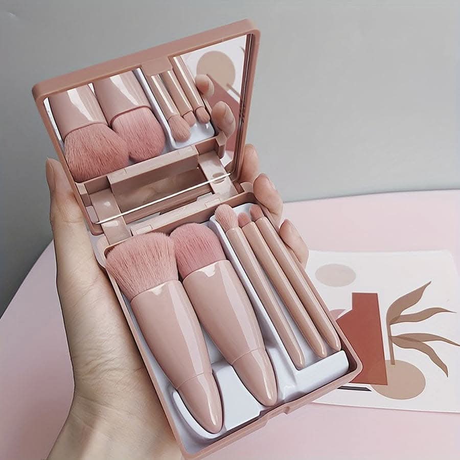5-pack mini travel portable box with mirror and makeup brushes