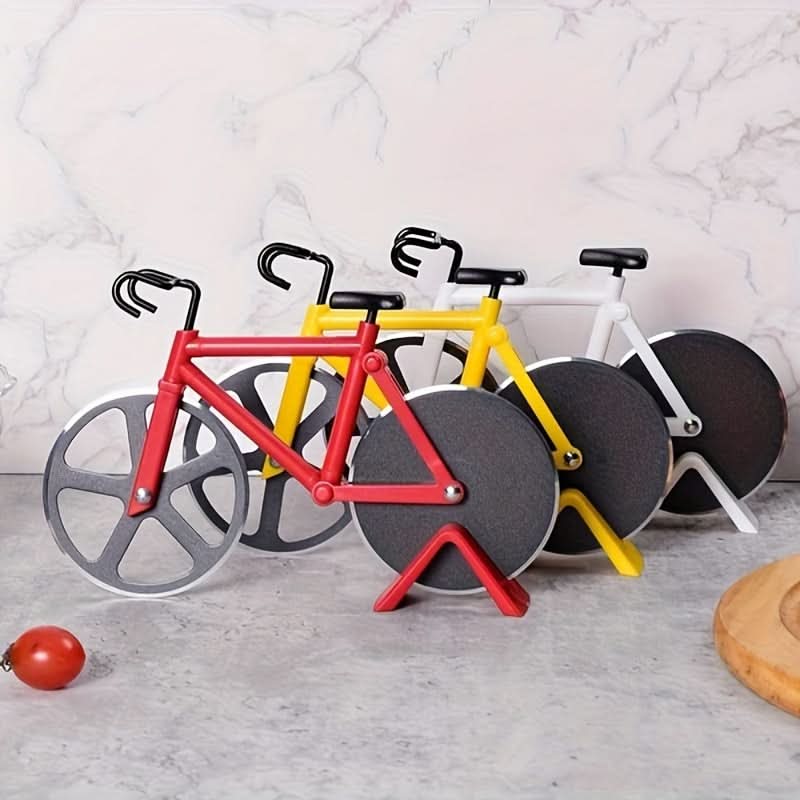 Bicycle-Shaped Pizza Cutter with Dual Stainless Steel Wheels