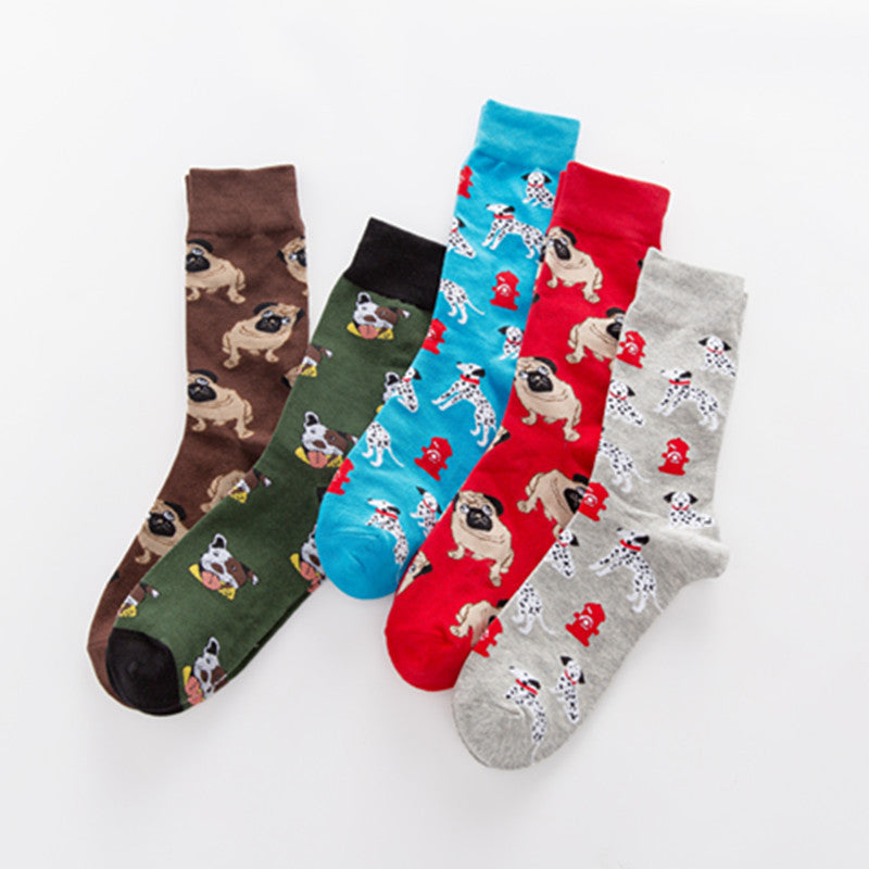 Unisex Cotton Mid-Tube Socks – Colorful Animal Print Casual Crew Socks (41–46)