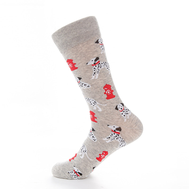 Unisex Cotton Mid-Tube Socks – Colorful Animal Print Casual Crew Socks (41–46)