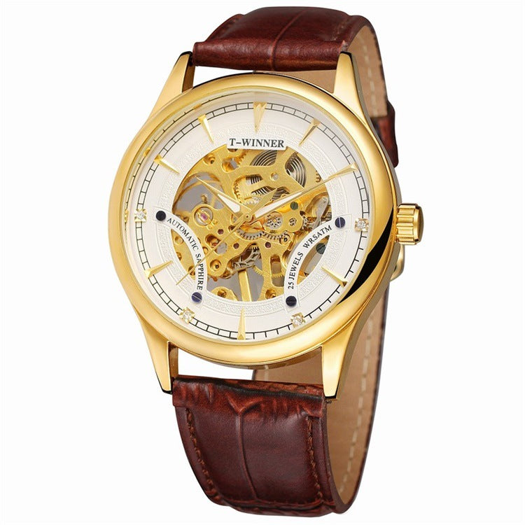T-WINNER Hollow Automatic Mechanical Watch for Men – 30M Waterproof Timepiece