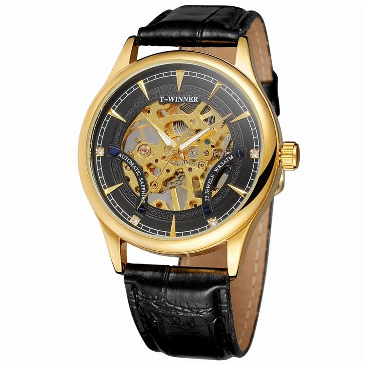 T-WINNER Hollow Automatic Mechanical Watch for Men – 30M Waterproof Timepiece