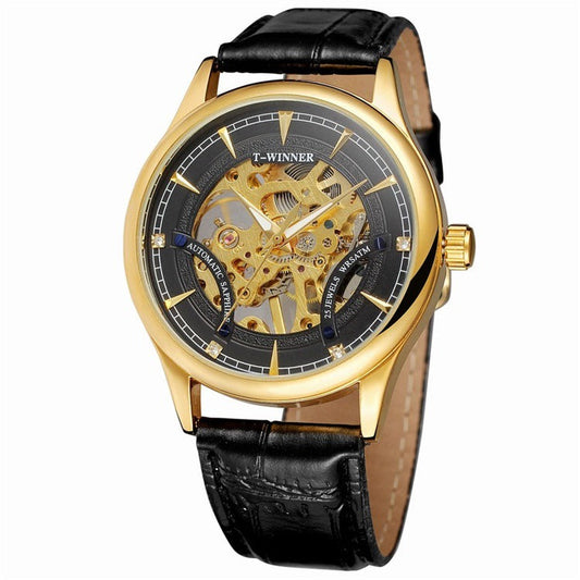 T-WINNER Hollow Automatic Mechanical Watch for Men – 30M Waterproof Timepiece