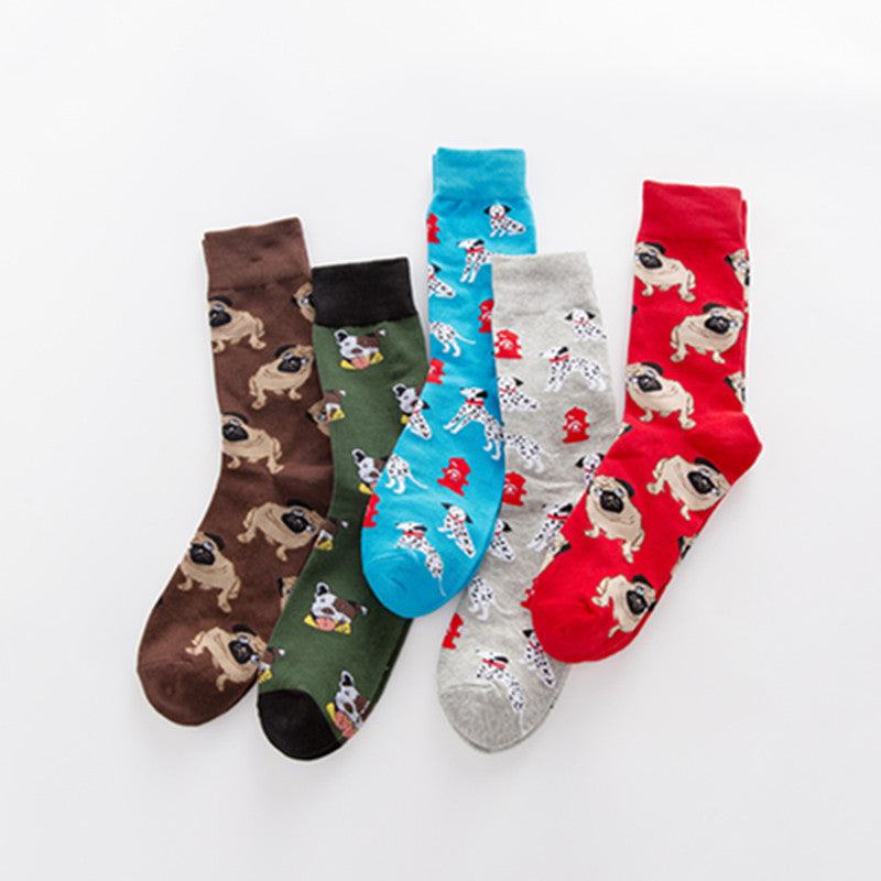 Unisex Cotton Mid-Tube Socks – Colorful Animal Print Casual Crew Socks (41–46)