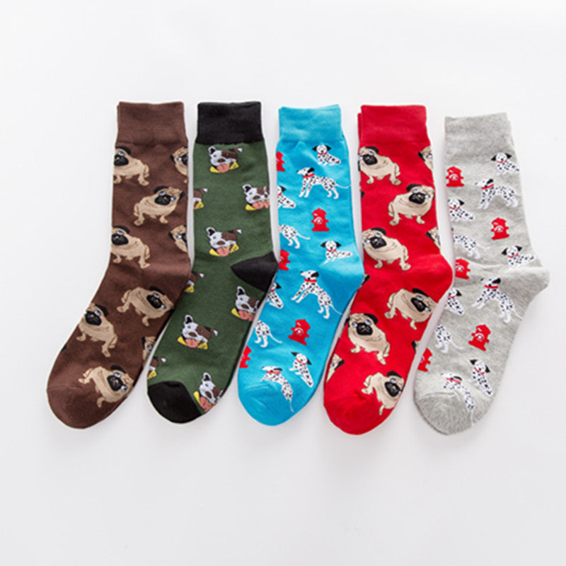 Unisex Cotton Mid-Tube Socks – Colorful Animal Print Casual Crew Socks (41–46)