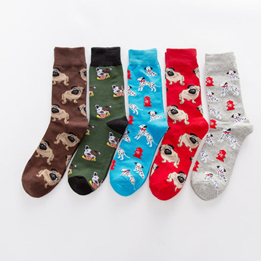 Unisex Cotton Mid-Tube Socks – Colorful Animal Print Casual Crew Socks (41–46)