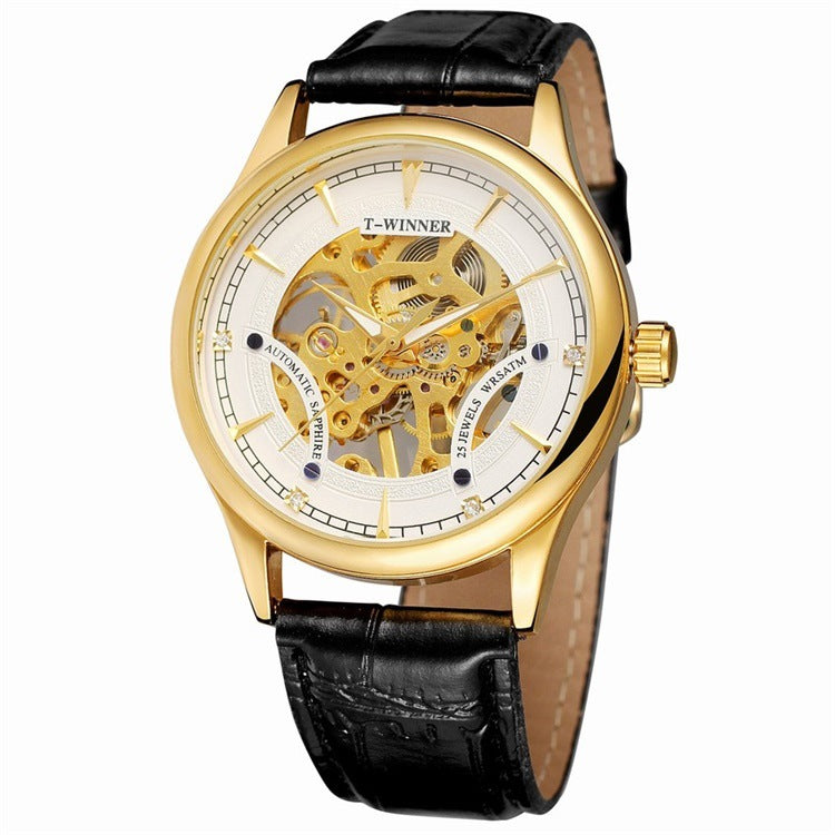 T-WINNER Hollow Automatic Mechanical Watch for Men – 30M Waterproof Timepiece