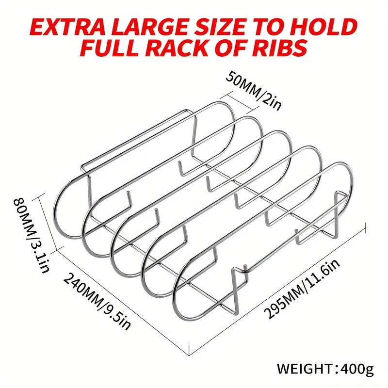 5-Slot Stainless Steel Rib Rack for Grilling