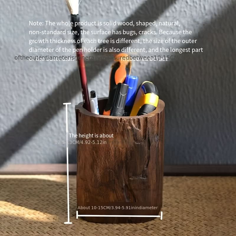 Solid Wood Retro Pen Holder, Desktop Organizer