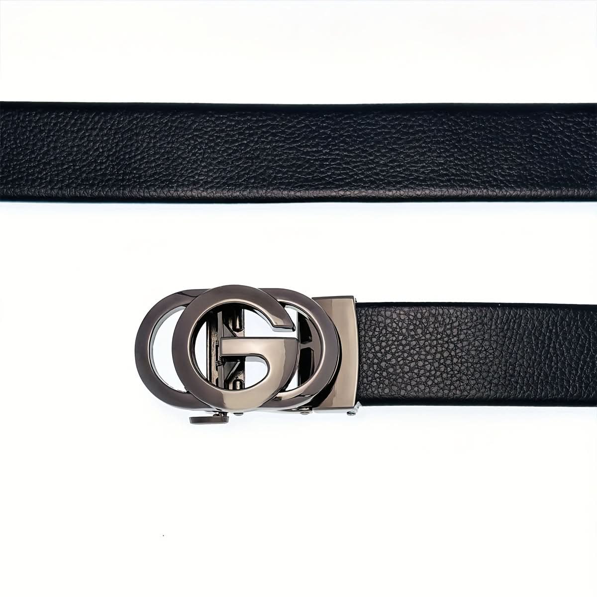 Men's Leather Belt with Automatic Alloy Buckle