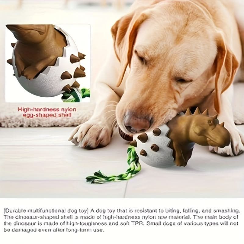 Dinosaur Egg-Shaped Dog Chew Toy – Durable Rubber Dental Toothbrush